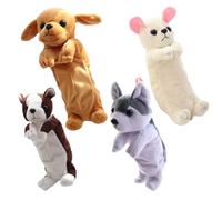 XVHOAB 4Pcs Dog Pencil Case, Large Capacity Plush Pencil Case with Zipper & Rope Single Compartment Animal Stationery Bag for Students Kids..