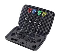 XVHOAB Bite Alarms Carp Fishing 4Pcs 13 Inch LED Fishing Bite Alarm with Carry Box Red Yellow Blue Green Swingers Indicators ..