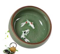 XVHOAB Chinese Tea Cup 2.56x1.18 Inch 2oz. Chinese Long-Quan Celadon Teacup Features Natural Crackle Patterns Kung Fu Teacups with Vivid Koi Fish