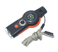 XVHOAB Emergency Whistle 7-in-1 Camping Safety Whistle with Compass Thermometer Light Magnifier Mirror Orange..
