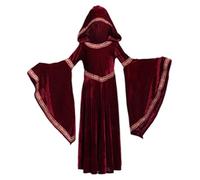 XVHOAB Halloween Costume Women, Medieval Women Red Riding Hood Cape Retro Court Vampire Witch Costume for Halloween Party M