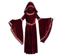 XVHOAB Halloween Costume Women, Medieval Women Red Riding Hood Cape Retro Court Vampire Witch Costume for Halloween Party S