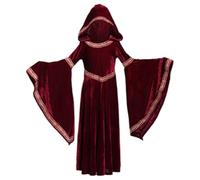 XVHOAB Halloween Costume Women, Medieval Women Red Riding Hood Cape Retro Court Vampire Witch Costume for Halloween Party L.