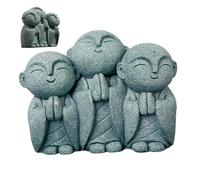XVHOAB Jizo Statue 3 Praying Laughing Buddha Statue Limestone Zen Feng Shui Decor Fish Tank Aquarium Decorations