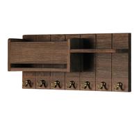 XVHOAB Key and Mail Holder for Wall, Wooden Key Rack with 6 Hooks, Modern Wall Organizer for Storing Letters, Magazines and Umbrellas