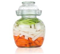 XVHOAB Pickle Container 1.5 L Food Grade Fermentation Jar Traditional Kimchi Containers with Bowl Cap Transparent Glass Jar with Lid Fermentation Kit for Pickling Kimchi Sauerkraut