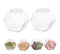 XVHOAB Plastic Candy Jars with Lids, 2PCS 3800ml Clear Hexagon Cookie Jar, Wide Mouth Cookie Container, Shatterproof Reusable Plastic Jars for Snack, Biscuits, Chocolate,
