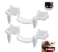 XVHOAB Retractable Vampire Fangs 2 Pieces Telescopic Teeth Fangs Braces Dentures with Halloween Party ..
