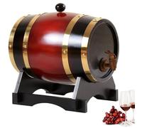 XVHOAB Wine Barrel 1.5L Oak Barrel with Tap Aging Whiskey with Wooden Stand Leak Proof Home Bar Decor Display and Storage for Home Brewer Liquors Wine Beer Burgundy