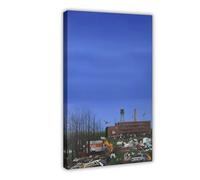 XVHOGAS Above Ruins, Beneath A Blue Sky-a Neo-expressionist Industrial Landscape Canvas Poster Bedroom Decor Landscape Office Room Decor Gift 24x36inch(60x90cm)