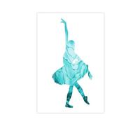 XVHOGAS Ballet Dancer Turquoise Minimalist Watercolor Poster 2 Canvas Poster Wall Art Decor Print Picture Paintings for Living Room Bedroom Decoration 12x18inch(30x45cm)
