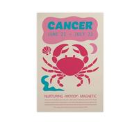 XVHOGAS Cancer Poster - Adorable Vintage Crab Astrology Art Canvas Poster Wall Art Decor Print Picture Paintings for Living Room Bedroom Decoration 16x24inch(40x60cm)
