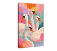 XVHOGAS Colourful Swan Poster Canvas Poster Bedroom Decor Landscape Office Room Decor Gift 20x30inch(50x75cm)