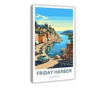 XVHOGAS Friday Harbour Tourism Poster - San Juan Island Friday Harbour Canvas Poster Bedroom Decor Landscape Office Room Decor Gift 20x30inch(50x75cm)