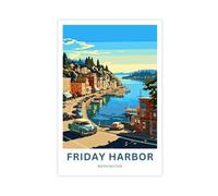 XVHOGAS Friday Harbour Tourism Poster - San Juan Island Friday Harbour Canvas Poster Bedroom Decor Landscape Office Room Decor Gift 20x30inch(50x75cm)