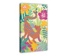 XVHOGAS Leopards And Birds in A Colourful Tropical Jungle Canvas Poster Wall Art Decor Print Picture Paintings for Living Room Bedroom Decoration 24x36inch(60x90cm)