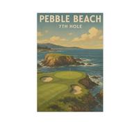XVHOGAS Pebble Beach Golf Links Seventh Hole Poster Canvas Poster Wall Art Decor Print Picture Paintings for Living Room Bedroom Decoration 16x24inch(40x60cm)