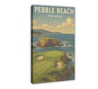 XVHOGAS Pebble Beach Golf Links Seventh Hole Poster Canvas Poster Wall Art Decor Print Picture Paintings for Living Room Bedroom Decoration 20x30inch(50x75cm)