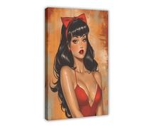 XVHOGAS Red Dress Woman Anime Girl Art Canvas Poster Wall Art Decor Print Picture Paintings for Living Room Bedroom Decoration 20x30inch(50x75cm)