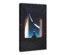 XVHOGAS Retro-futuristic Space Art - Children Gazing at The Universe Canvas Poster Wall Art Decor Print Picture Paintings for Living Room Bedroom Decoration 16x24inch(40x60cm)