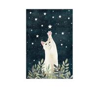 XVHOGAS The Celestial Body Snatches The White Cat from The Starry Sky Canvas Poster Bedroom Decor Landscape Office Room Decor Gift 20x30inch(50x75cm)