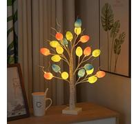 XVICO Easter Egg Tree Lights DIY Colorful Protein Birch LED Lamp Desktop Lighted Up Birch Tree Easter Egg Ornaments Table Home Decorations Spring Happy Easter Party Kids Gifts Party Atmosphere Decor