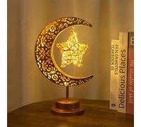 XVICO Enchanted Lunar Lamp LED Moon Lamp Hanging Star Table Lamp Battery Operated Magic Crescent Night Light Decor for Bedroom Bedside Nightstand Party Romantic Holiday Warm Moonlight Gift
