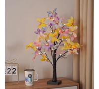 XVICO LED Night Light Tabletop Bonsai Butterfly Simulation Tree Lights Lamp 24LED Lights Battery/USB Powered Artificial Birch Tree Lamp for Gift Party Holiday Camping Home Decor