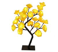 XVICO Romantic Yellow LED Rose Tree Lamp - USB Powered Soft Warm White Ambient Night Light, Artificial Bonsai Table Lamp for Home Bedroom, Valentines Day Gifts, Wedding Centerpiece & Christmas Decor