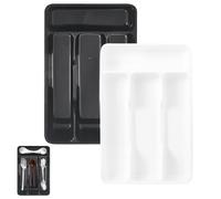 Xvilmaun 2 Pieces Silverware Tray - 27x17.7x3.5cm Cutlery Tray - Cutlery Drawer Organisers - Flatware Silverware Holder Divider For Spoons Forks Knives Tableware, 4 Compartment