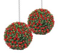 Xvilmaun Artificial Box Wooden Balls, Flower Box Topiary Balls, Grass Topiary Ball, Waterproof Hanging Ornaments for Garden, Wedding, Balcony, Backyard
