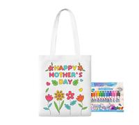 Xvilmaun Blank Canvas Bags,Coloring Canvas Tote Bags | Mother's Day Art Craft with Paint Pens Learning Activities for Kids Ages 3+ Girls Boys Kindergarten Classroom School Outdoor Travel