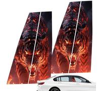 Xvilmaun Car Center Pillar Stickers, Exterior Door Window Pillar Posts - Car Door Pillar Sticker | Black Wolf Entwined In Flames, Side Door, Window Cover, Window Pillar Posts,