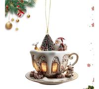 Xvilmaun Christmas Tree Decoration - Holiday Tree Ornaments,2D Acrylic Coffee Cup Shape Snow House Pendant for Car Interior Bedside Men Women Workplace Backpack Bookshelf