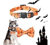 Xvilmaun Dog Collar with Bowtie | Halloween Removeable Bow Tie with Ringing Bell,Outdoor Pets Decor Products for Traveling, Photography, Home, Walking, Wedding