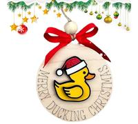 Xvilmaun Funny Christmas Ornaments, Wooden Ornaments for Tree - Cheeky Creative Christmas Tree Happy Ducking Pendant, Home Decor Tree Decoration for Christmas Trees, Doors, Walls and