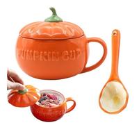 Xvilmaun Halloween Pumpkin Face Cups,Ceramic Halloween Coffee Cups Pumpkin Shape with Lid - Fall Decor, Mug, Coffee Mug for Kids Family Friends for Fall, Thanksgiving