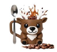 Xvilmaun Reindeer Christmas Mug,Cute Ceramic Reindeer Cups for Beer - Ergonomic Handle Drinkware Mugs, Kitchen Supplies for Milk Beer Ice Water Coffee Juice Tea