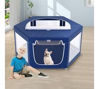 XVISHX 45x45 Inches Hexagonal Type Puppy Playpen, Dog Playpen for Puppies or Small Dogs, Dog Fence Pet Playpen for Indoor & Outdoor, Sturdy Safety Dog Pen with Thickened Fabric, Breathable Mesh