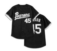 XVNDJ Men's Barons #45 Hip Hop Baseball Jersey,Short Sleeves Baseball Jerseys,White Black Stitched S-5XL Baseball Gift, Black, XXL