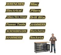 Xvolt 12 Pack Magnetic Tool Box Labels - Magnet Labels for Toolbox Drawer & Tool Chest Organization - General Toolboxes Organize Accessories Reusable Tags for Steel Carts Drawers Cabinets (Yellow)