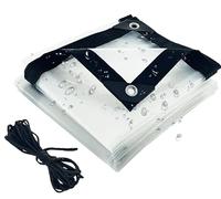 XVOYDT Waterproof tarpaulin, 1x1m, Transparent, Weatherproof PE, with Eyelets & 5m Elastic Ropes, All weather Protection