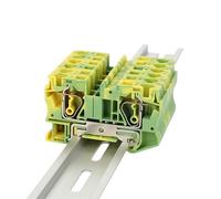 XVPTGKY ST6-PE Ground Din Rail Connector Spring-cage 6mm² Wire Protective Electrical Green Yellow Earth Terminal Block ST 6-PE(10 Pcs)