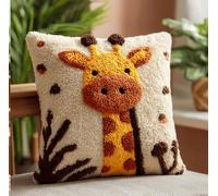 XvvwEndlessx Latch Hook Cushion Kits Giraffe 43X43Cm Latch Hook Pillow Case Kits Embroidery,DIY Needlework Pillow Cover Sofa Cushion Rug Making for Adults and Kids,Craft Home Decor