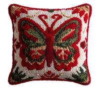 XvvwEndlessx Latch Hook Kits for Adults Kids,Beginners Butterfly DIY Latch Hook Cushion and Latch Rug Kits Cross-Stitch Embroidery Cushion Cover for Home Sofa Decoration 17X17 in.