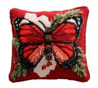 XvvwEndlessx Latch Hook Kits for Adults Kids,Beginners Butterfly DIY Latch Hook Cushion and Latch Rug Kits Cross-Stitch Embroidery Cushion Cover for Home Sofa Decoration 17X17 in.
