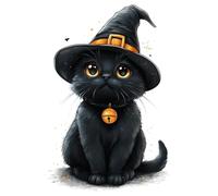 XvvwEndlessx Stamped Cross Stitch Kits DIY Counted Embroidery Needlepoint Kit Black Cat in a Hat Cross Stitch for Adults Beginners Crafts Home Decor 11CT：40×50Cm