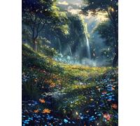 XvvwEndlessx Stamped Cross Stitch Kits DIY Counted Embroidery Needlepoint Kit Colorful Wildflower Meadow in The Forest 2 Cross Stitch for Adults Beginners Crafts Home Decor 11CT：40×50Cm