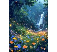 XvvwEndlessx Stamped Cross Stitch Kits DIY Counted Embroidery Needlepoint Kit Colorful Wildflower Meadow in The Forest 1 Cross Stitch for Adults Beginners Crafts Home Decor 11CT：40×50Cm