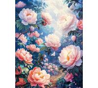 XvvwEndlessx Stamped Cross Stitch Kits DIY Counted Embroidery Needlepoint Kit Peony Butterfly in The Moonlight 4 Cross Stitch for Adults Beginners Crafts Home Decor 11CT：40×50Cm